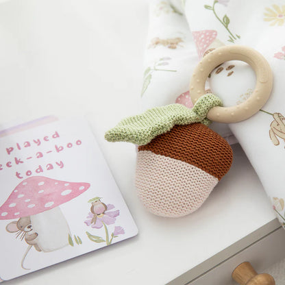 Teething Ring Rattle - Acorn