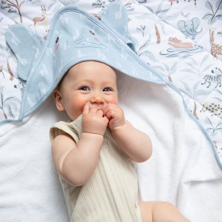 Organic Hooded Towel - Wild Safari/ Elephant