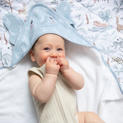 Organic Hooded Towel - Wild Safari/ Elephant