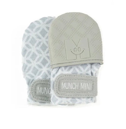 Munch Minis Teething and Anti Scratch Mitts - Grey Geo