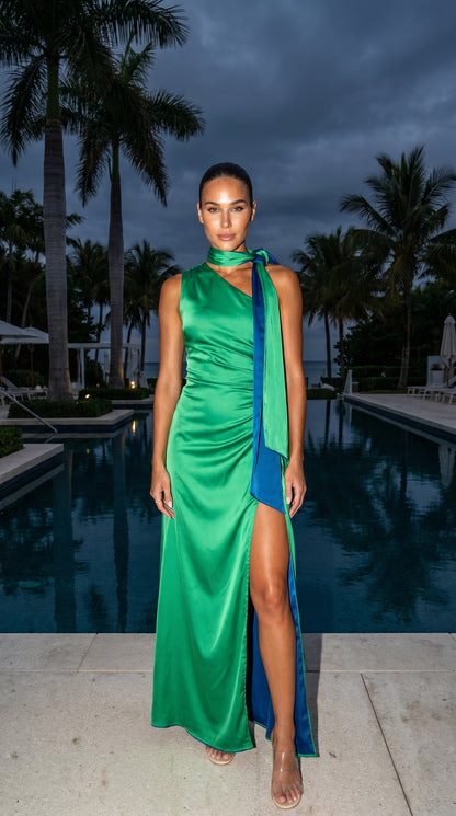 Jelissa Reversible Gown -  Emerald / Royal Blue