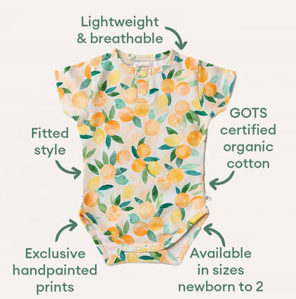 Sunny Citrus Short Sleeve Organic Bodysuit