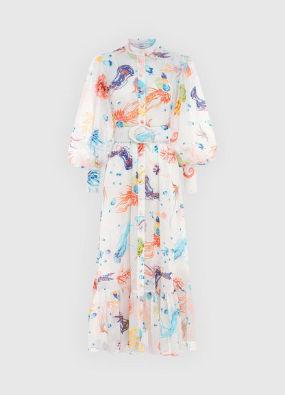 Leo Lin Nayla Midi Dress - Twilight Print in White