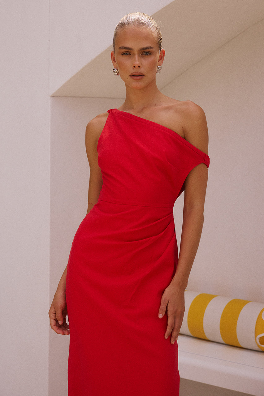 Jaspin Midi Dress - Red