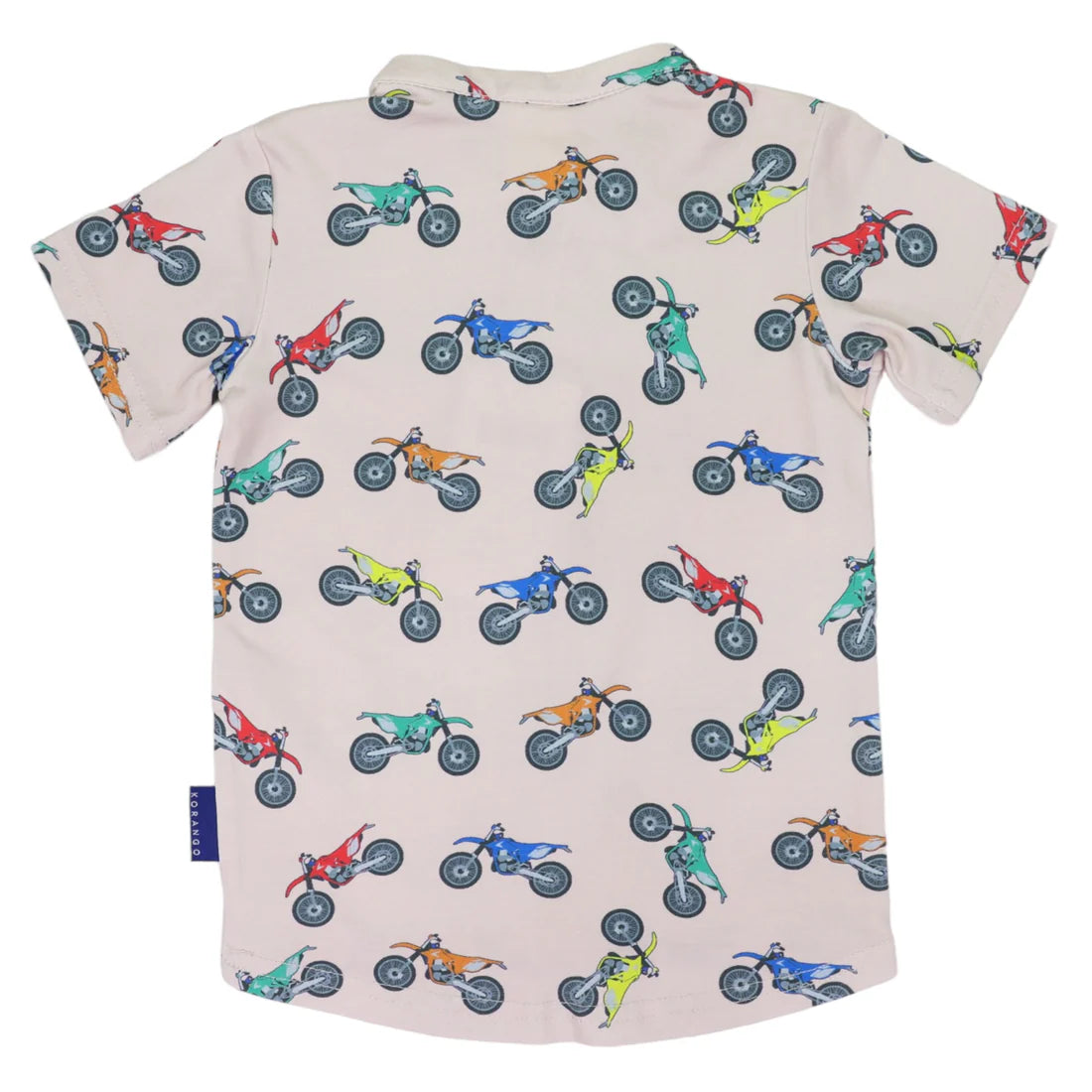 Motor Bike Print Henley Tee - Tapioca