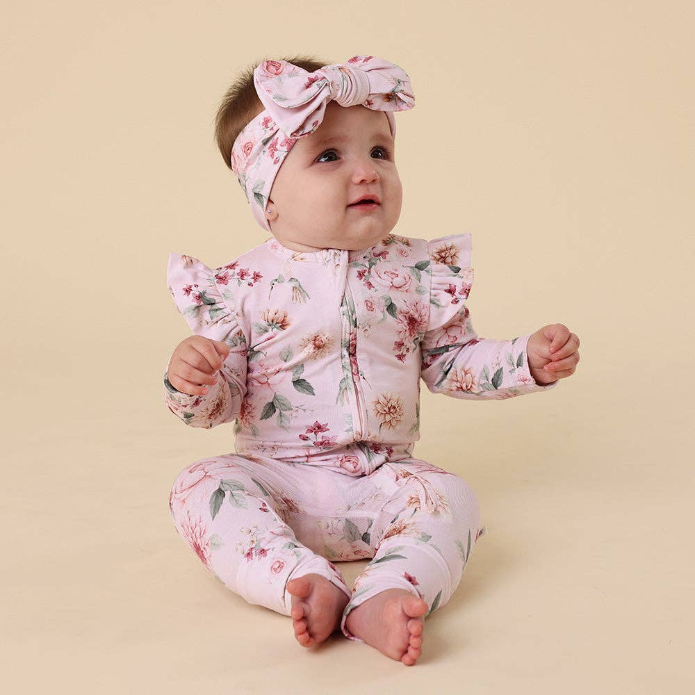 Birds & Blooms Organic Snugglesuit Convertible Romper with Frill
