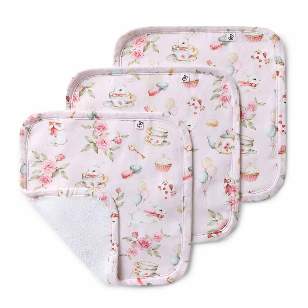 Alice’s Tea Party Organic Wash Cloths - 3 Pack