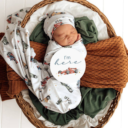 Little Racers Organic Jersey Wrap & Beanie Set