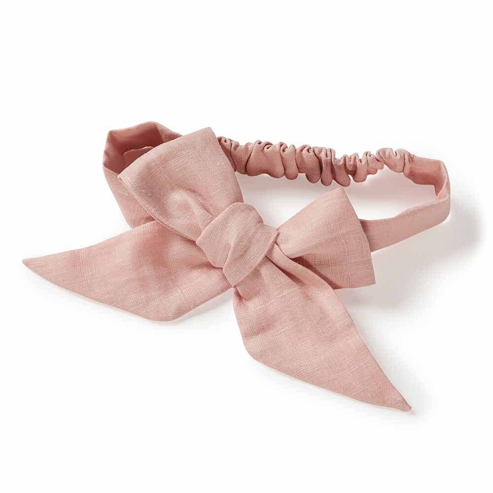Dusty Pink Pre-Tied Linen Bow - Baby & Toddler