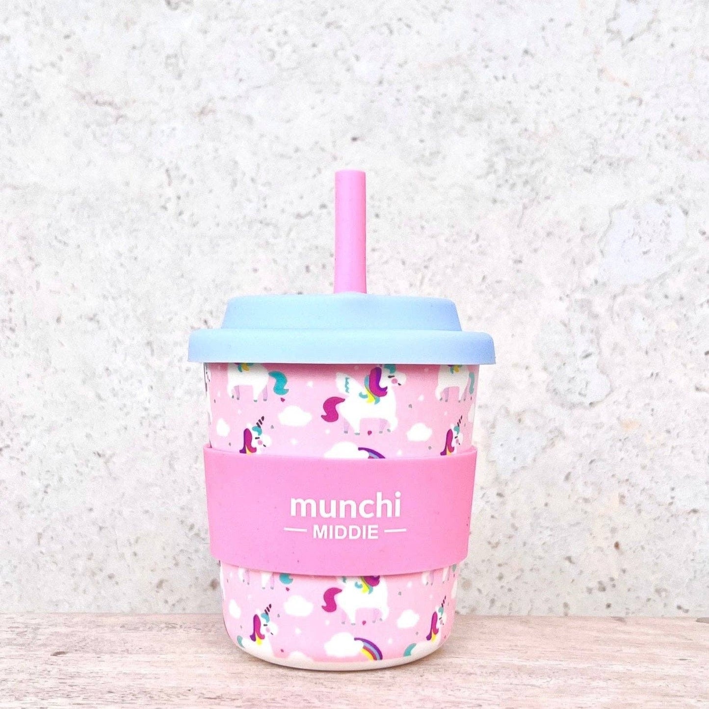 Unicorn Middie Single Cup (8oz/240ml) Pink Straw Included