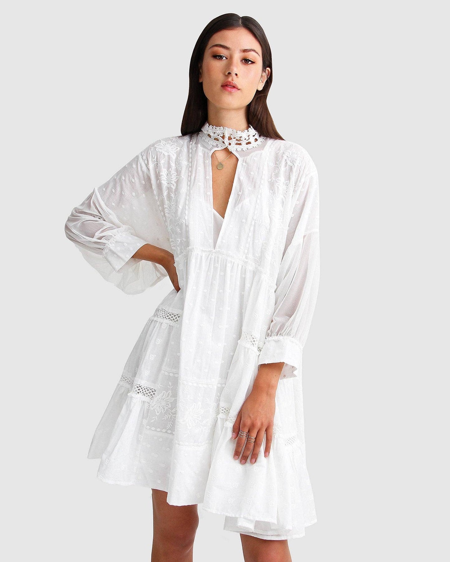 Unforgettable Oversized Lace Mini Dress - White