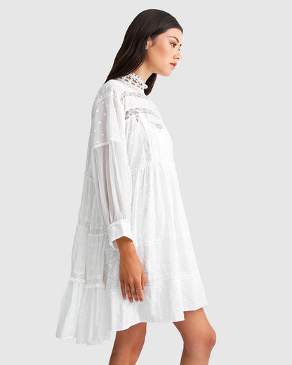 Unforgettable Oversized Lace Mini Dress - White