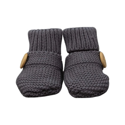 Cotton Knit Bootie with Gift Box - Charcoal