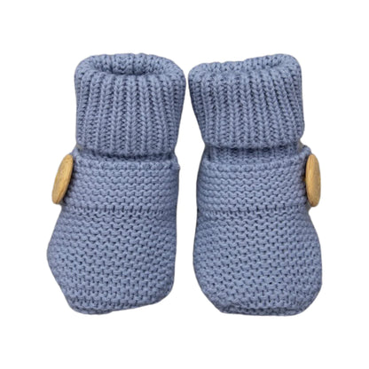 Cotton Knit Bootie with Gift Box - Dusty Blue