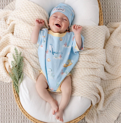 Blue Little Subs Organic Oversized Romper