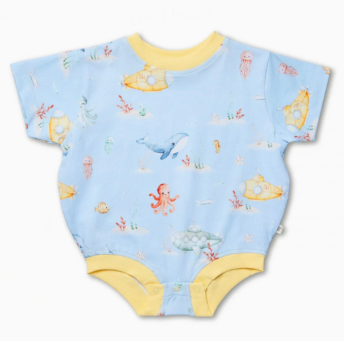 Blue Little Subs Organic Oversized Romper