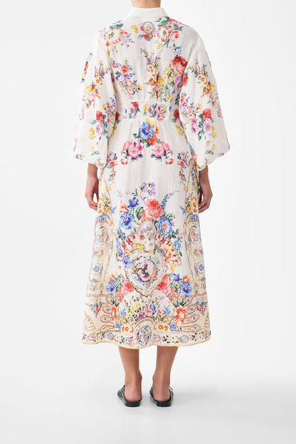 Waist Tie Shirt Dress With Bubble Sleeve - I Left My Heart In Granada