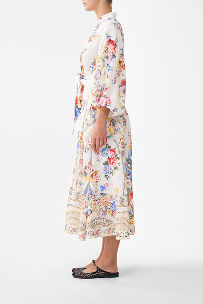 Waist Tie Shirt Dress With Bubble Sleeve - I Left My Heart In Granada