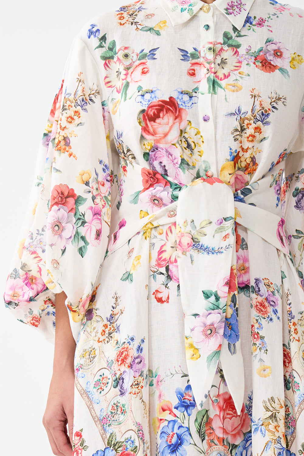 Waist Tie Shirt Dress With Bubble Sleeve - I Left My Heart In Granada