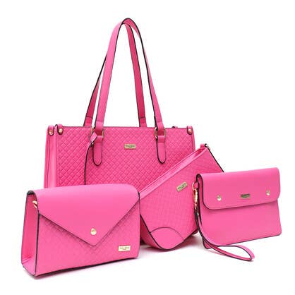Luna Rose Vegan Leather Handbag (Set of 4) - Pink