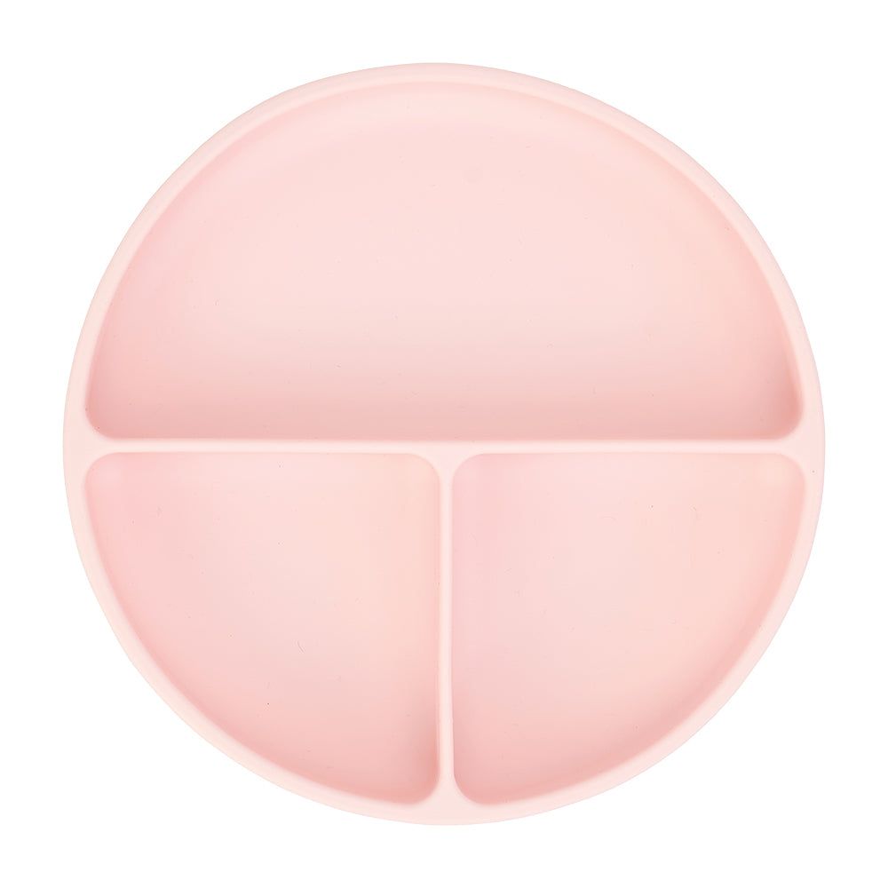 Baby Silicone Suction Divided Plate - Pink
