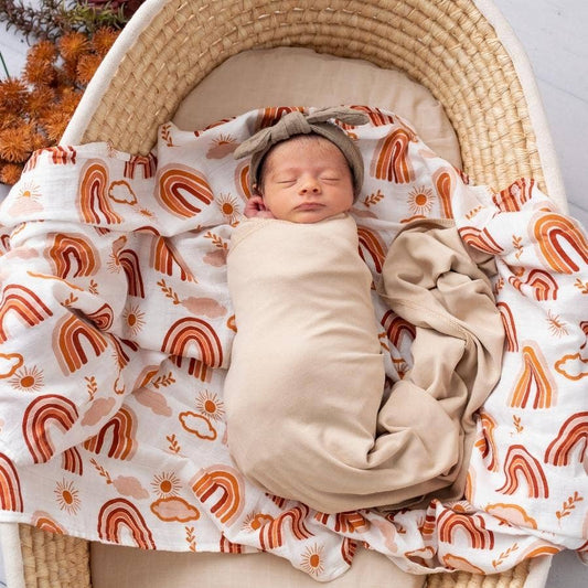 Evie Stretch Jersey Swaddle - Oatmeal