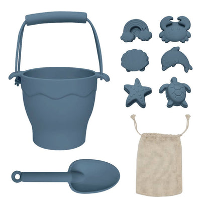 Silicone 8pc Bucket & Spade Set - Steel Blue