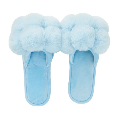 Pom Pom Slippers – Cosy Luxe – Light Blue
