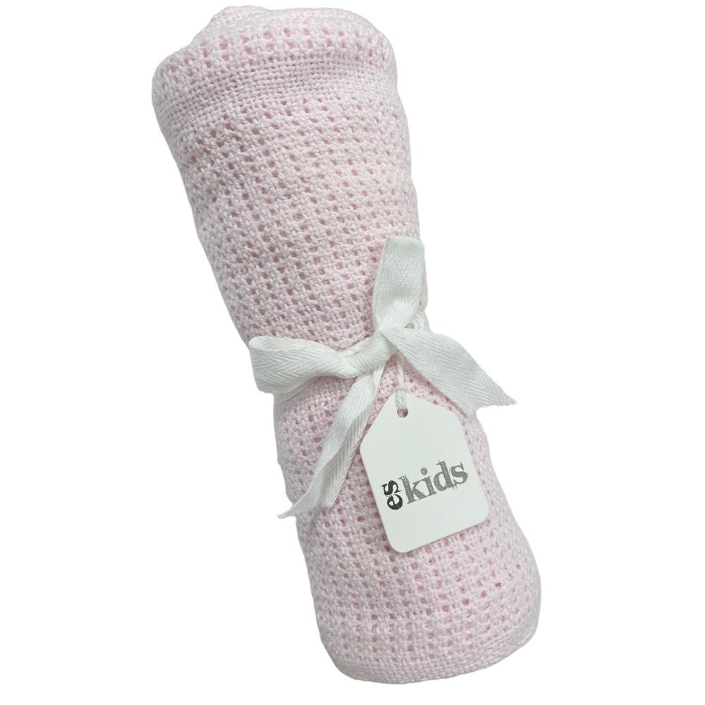 Crochet Cotton Baby Blanket - Pink 70x90cm