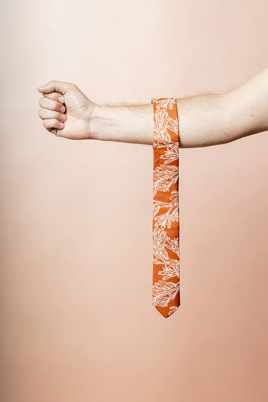 Mens Accessories (Tie, Adult & Kids Bowties, Pocket Square, Socks) - Burnt Orange Kangaroo Paw