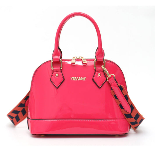 Dolly Shiny Patent Vegan Handbag - Fushia Pink