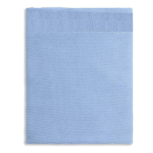 Cotton Knit Baby Blanket - Baby Blue
